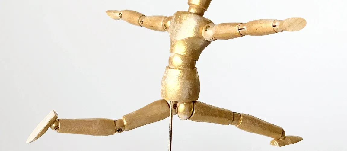 Ein vereinfachtes Modell des menschlichen Körpers im Sprung.